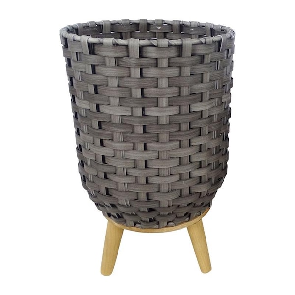 Alpine 15 in. H X 12 in. W X 12 in. D Plastic Wicker Plant Basket Gray YHL852GR-L - main